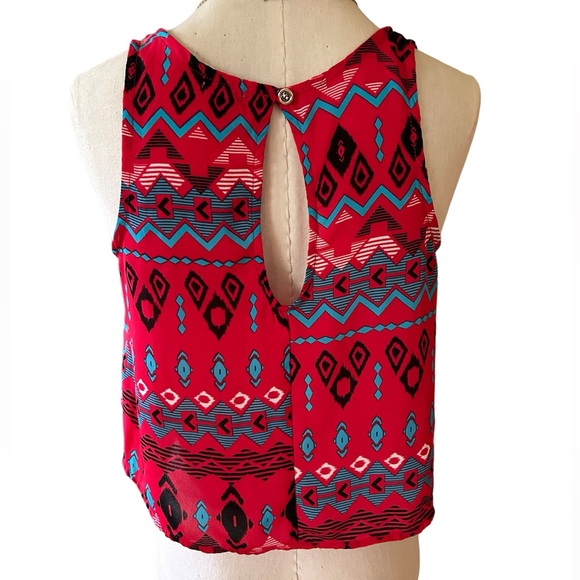 ❤️🔥5/20$ CHARLOTTE RUSSE💫Women’s Red Printed Flowy Crop Tank Blouse - Picture 3 of 10